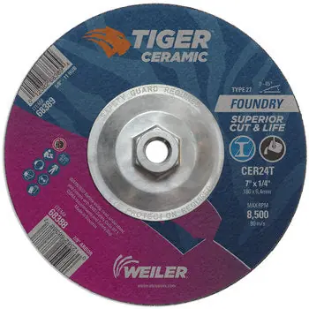 Tiger 68389 Grinding Wheel 7 Inch 24 Grit Ceramic Alumina Replacement MPN