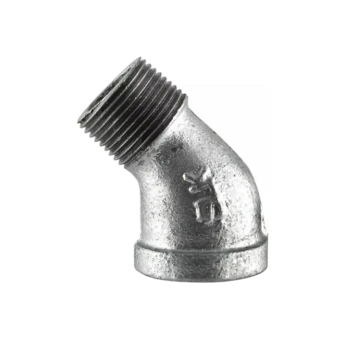 Malleable Fittings ZMGLST4507 1-1/2 in. Threaded 150# Street Galvanized Malleable Iron 45 Degree Elbow