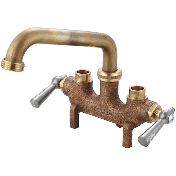 Central Brass 0466 Two Lever Handle Laundry Faucet With 6 Tube Swivel Spout
