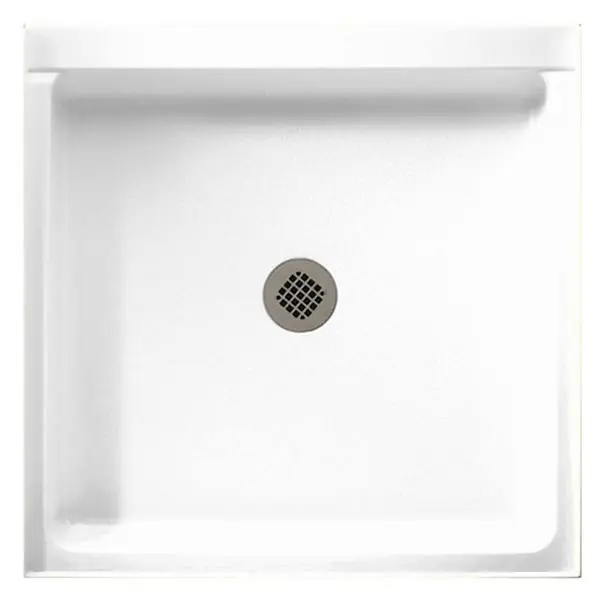 Swanstone R-3636-010 Single Threshold Shower Floor With Fit-Flo Drain, White, 36 in W x 36 in D
