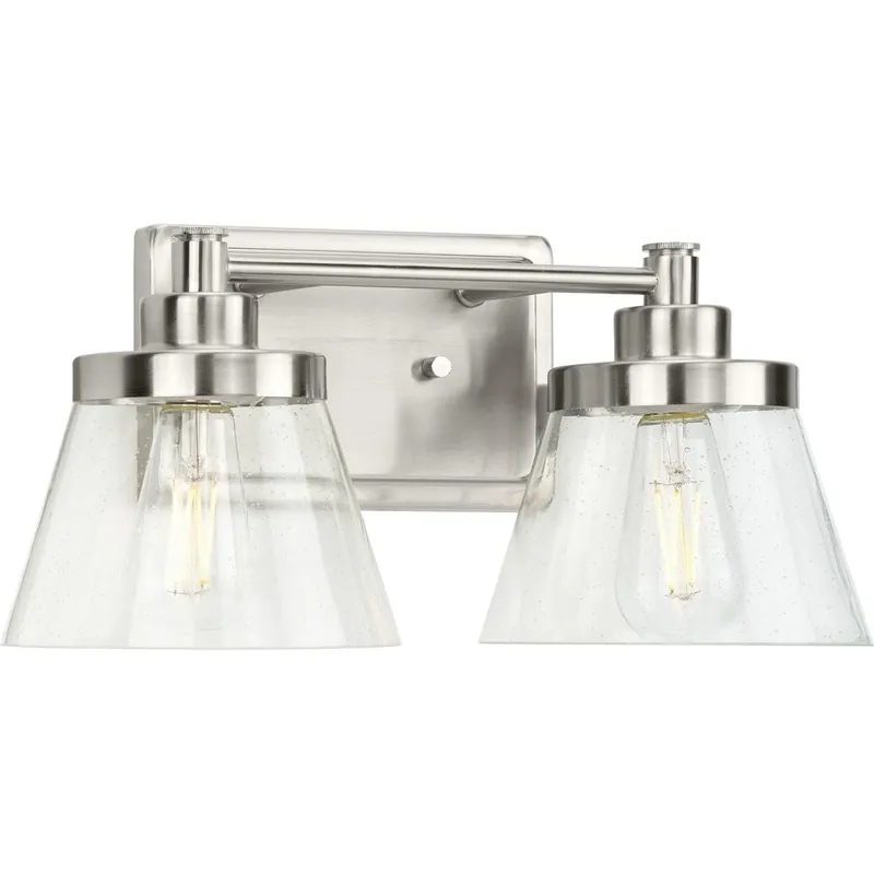 Progress Lighting P300349-009 2-Light Bath And Vanity Light 120-Watt 120-Volt AC Brushed Nickel Hinton