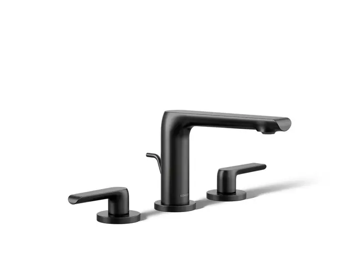 KOHLER 97352-4-BL Avid Two Handle Widespread Bathroom Sink Faucet in Matte Black
