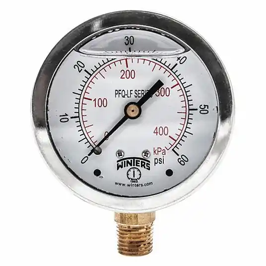 Winters Instruments PFQ803LF 2.5 Stainless Steel Liquid Filled Gauge 0-60 PSI