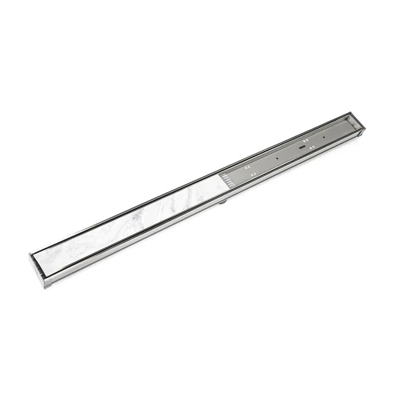 Infinity Drain S-LTIF6560SS 60 in S-PVC Series Low Profile Complete Kit with 2 1/2 in Tile Insert Frame in Satin Stainless