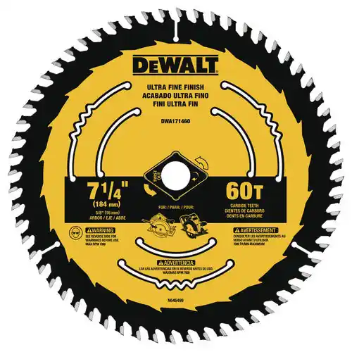 DeWalt DWA171460B10 Ultrafine Circular Saw Blade 7-1/4 in Diameter 5/8 in Arbor Tungsten Carbide Blade