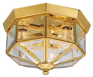 Progress Lighting P5788-10 Beveled Glass 25W 3-Light Outdoor Ceiling Lantern in Polished Brass