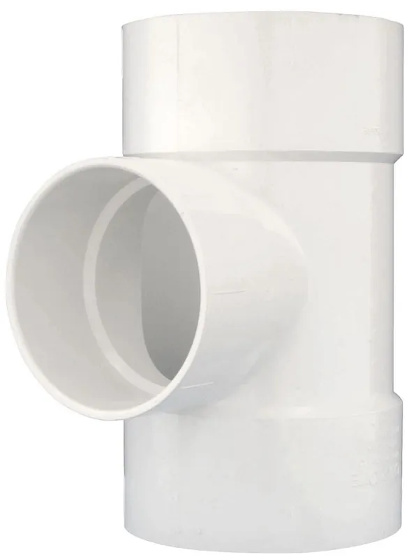 Charlotte PVC401A PVC DWV Straight Tee, Reducing, All Hub, 6 x 6 x 4