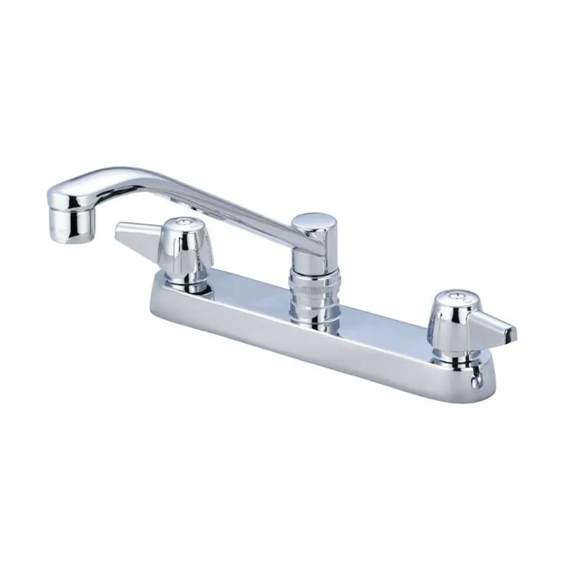 Central Brass 80122-A Two-Handle Cast Brass Kitchen Faucet With Canopy Handles 8 Reach D Style Swivel Spout