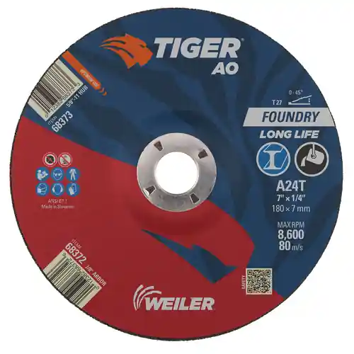 Weiler 68372 Tiger Grinding Wheel 7 Inch Aluminum Oxide 24 Grit