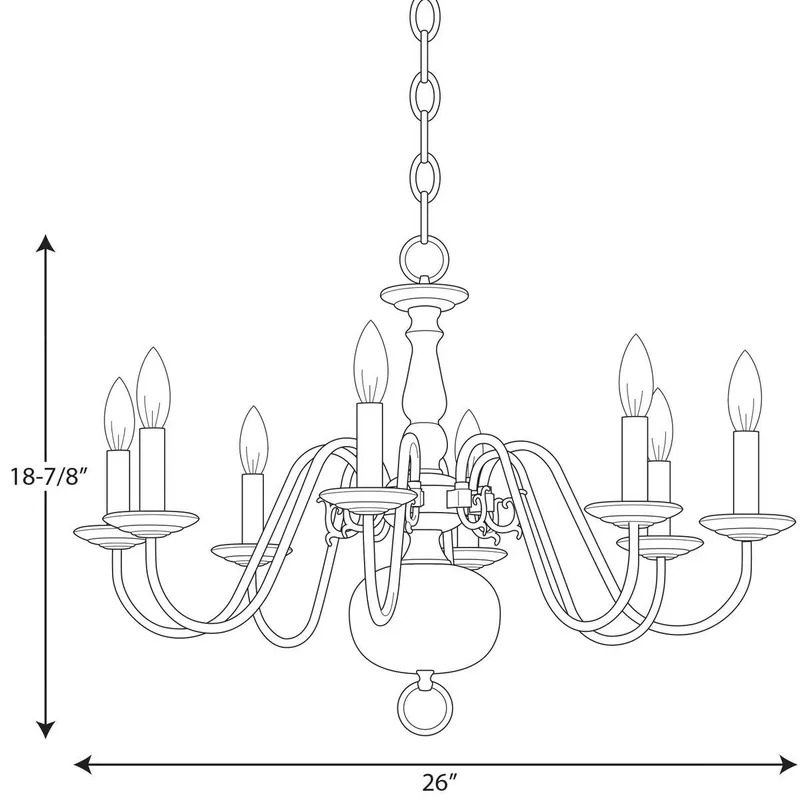 Progress Lighting P4357-09 Americana 8-Light Chandelier in Brushed Nickel