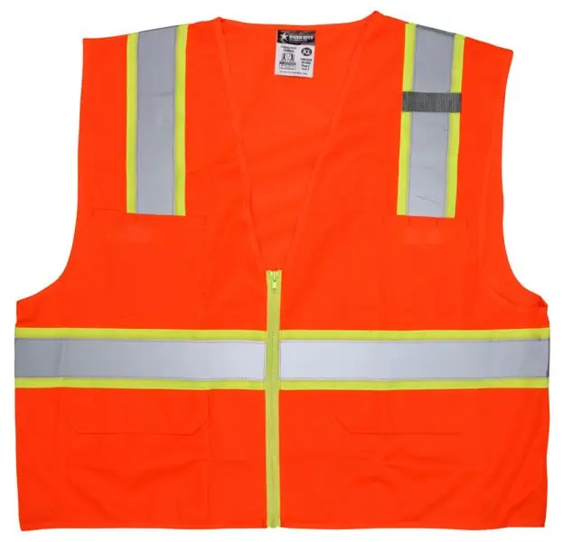 MCR Safety SURVOL Luminator Class 2 Orange Safety Vest, Large, ANSI Class: 2