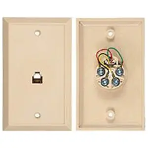 Allen Tel AT216-4 Flush Mount Phone Wall Jack 4-Conductor Ivory