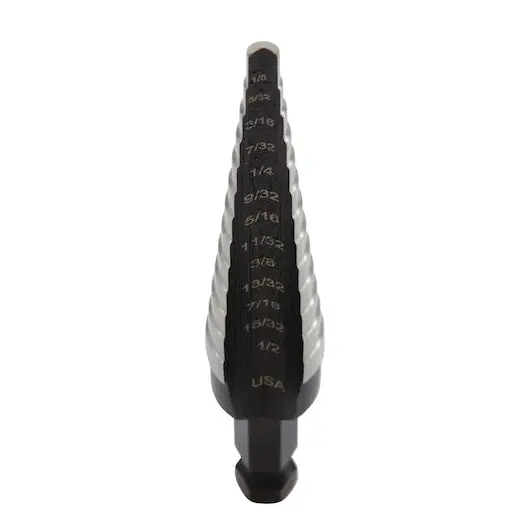 Irwin Unibit 10231 Step Drill Bit 1/8 in Dia Min Hole 1/2 in Dia Max Hole 13 Steps HSS