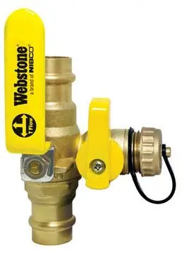 Webstone Valve H-80614 Ball Valve, 1 Press Pro-Pal w/ Hi-Flow Hose Drain