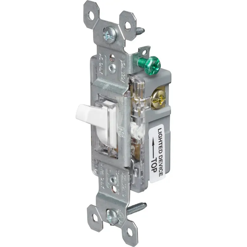 Pass & Seymour 660WSLG Illuminated Toggle Switch 15A Single Pole 120V