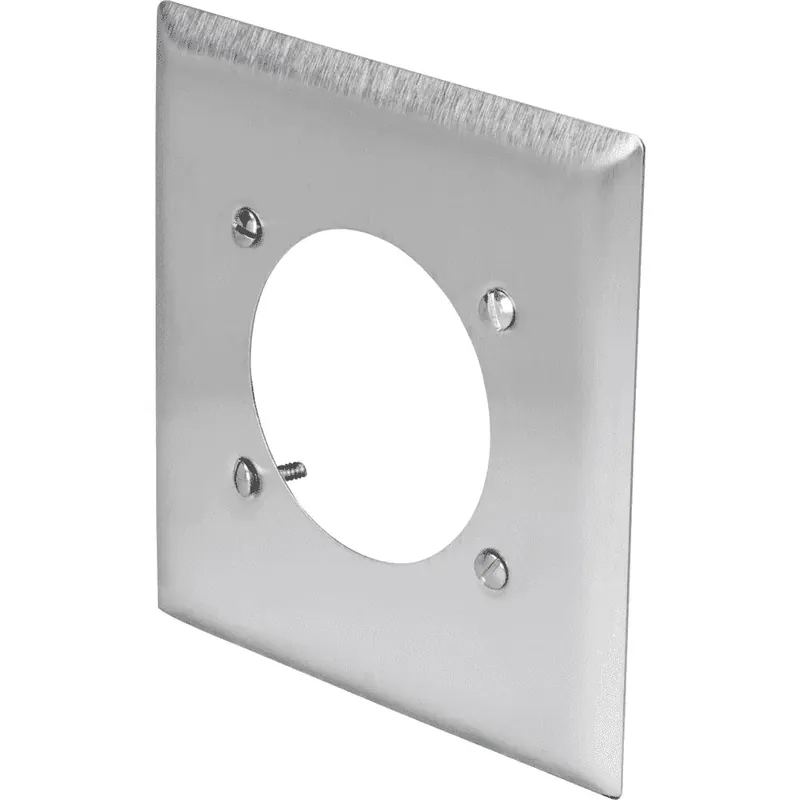 Pass & Seymour SS716 Power Outlet Receptacle Wall Plate, 2-Gang, 302/304 Stainless Steel, 2.2813 Hole for 2.125 Diameter Device
