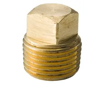 MERIT NLBS117A-04 Brass Plug, Bar Stock, Solid, Square Head, 125 LB Threaded, 1/4