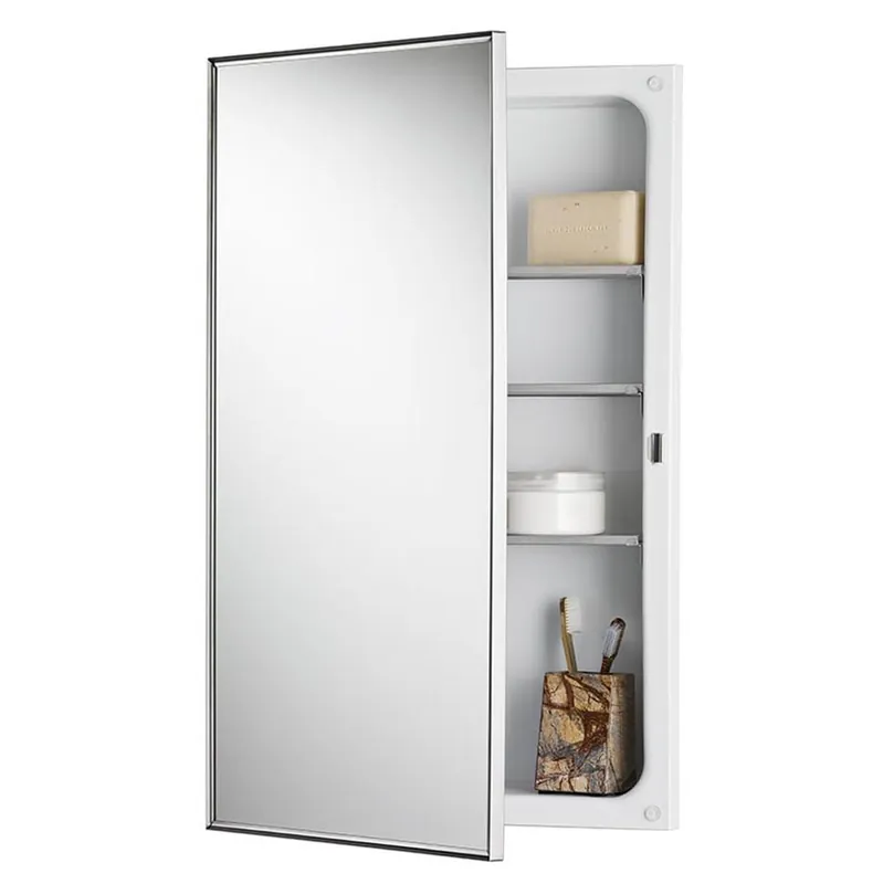 Jensen 478FS Styleline 16-1/8 in. Recessed Medicine Cabinet in White and Polished Stainless Steel