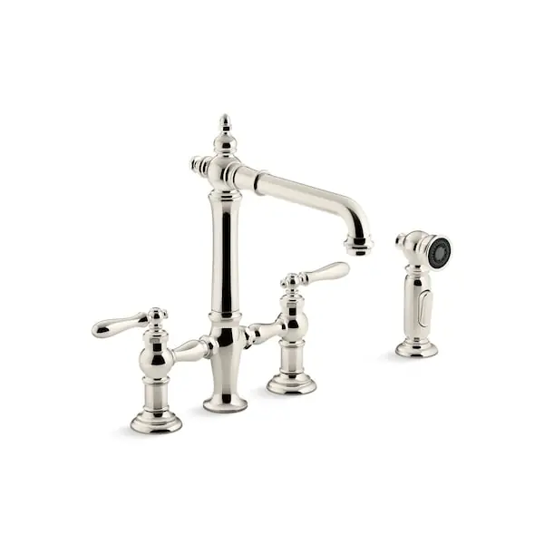 Kohler 76519-4-SN Artifacts Two Handle Bridge Kitchen Faucet with Side Spray