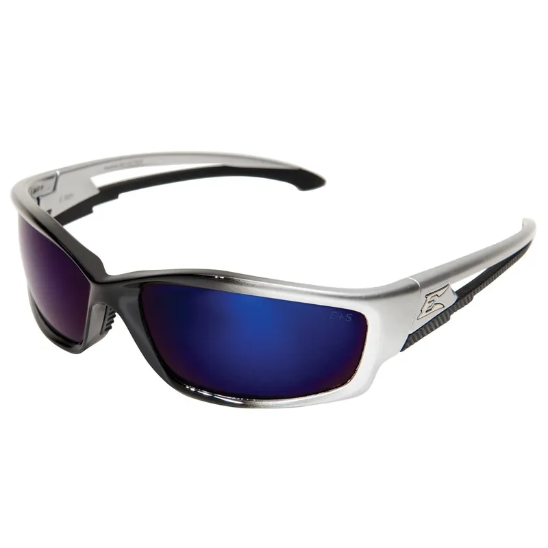 Edge Eyewear SK118 Kazbek Non-Polarized Safety Glasses with Blue Mirror Lens and Wraparound Frame