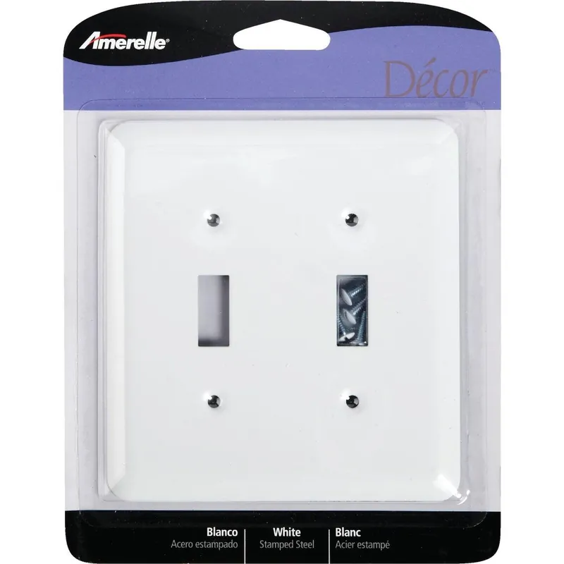 Amerelle 935TTW 1-Gang Stamped Steel Toggle Switch Wall Plate White