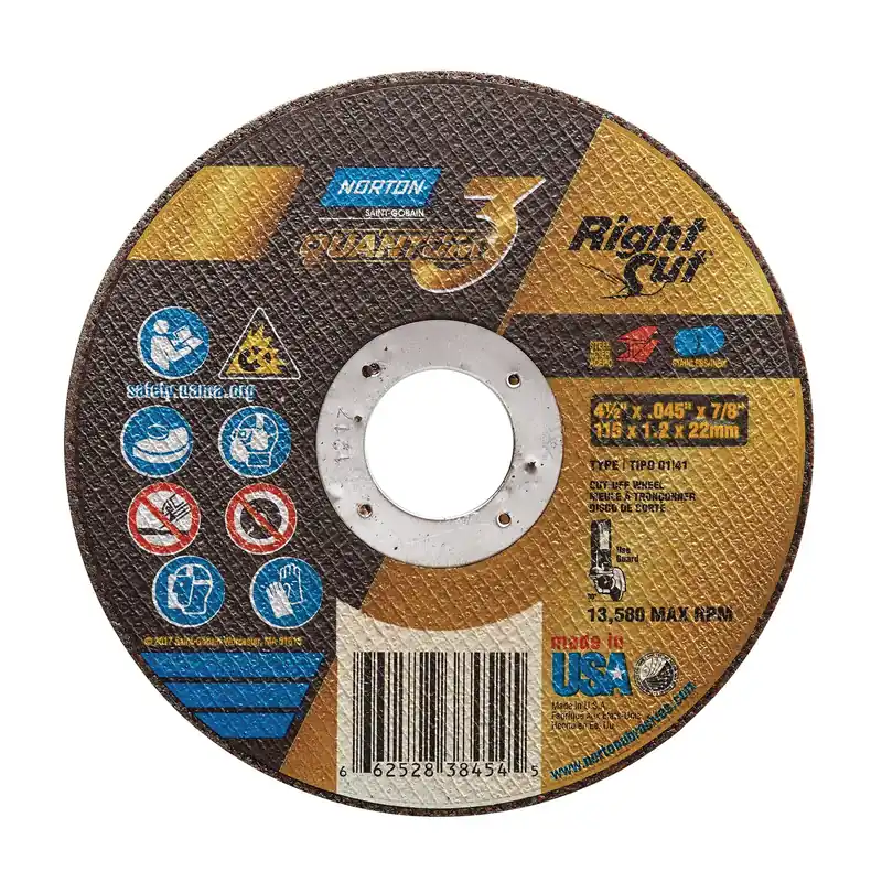 Norton 66252838454 Quantum3 RightCut SG Type 01/41 Right Angle Cut-Off Wheel