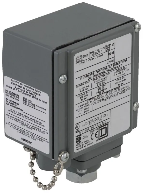 Square D Co. 9012GBW21 Telemecanique Pressure Switch 480Vac 10Amp G +Options