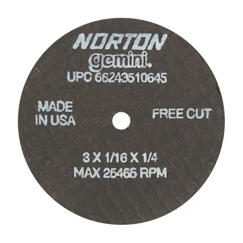 Norton 66243510645 Cut-Off Wheel Fast Cut Small Diameter 3 in x 1/16 in x 1/4 in