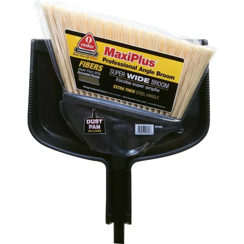 O-Cedar 91353 MaxiPlus 14 In. W. x 56 In. L. Steel Handle Angle Household Broom with Dustpan