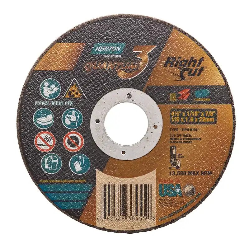 Norton 66252838455 Quantum3 RightCut SG Type 01/41 Right Angle Cut-Off Wheel