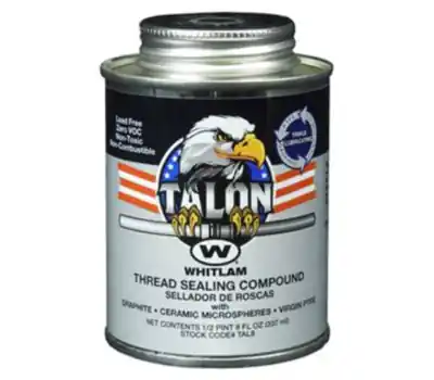 J.C. Whitlam TAL8 Talon PTFE Brush-Top Pipe Thread Compound, Gray, 1/2 pt.