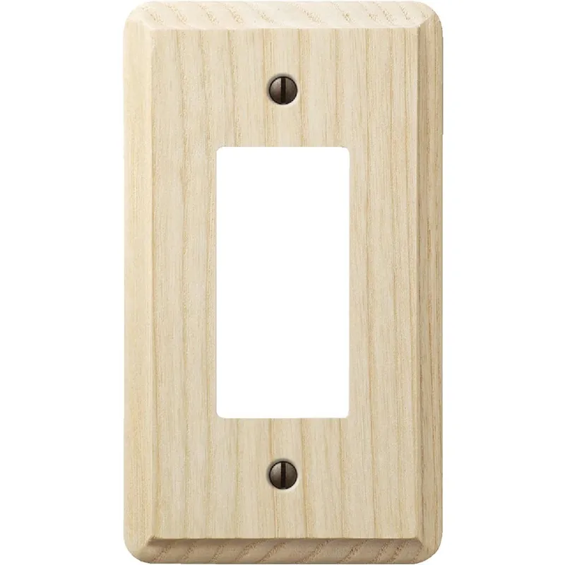 Amerelle 401R 1-Gang Solid Ash Rocker Decorator Wall Plate Unfinished Ash