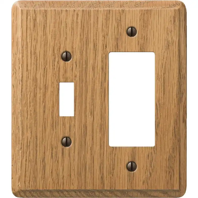 Amerelle 901TRL 2-Gang Solid Oak Single Toggle/Rocker Wall Plate