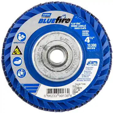 Norton 66623399138 BlueFire Zirconia Alumina Coarse Grit Arbor Thread Plastic Flat Flap Disc