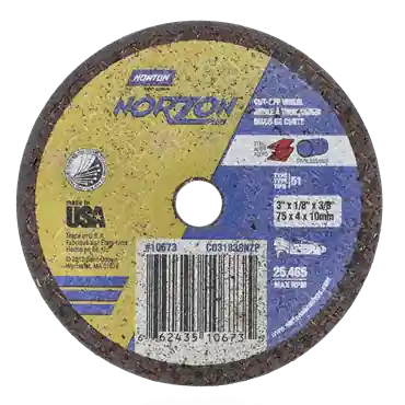 Norton 66243510673 Norzon Reinforced Cut-off Wheel 3 in Dia x 1/8 in THK