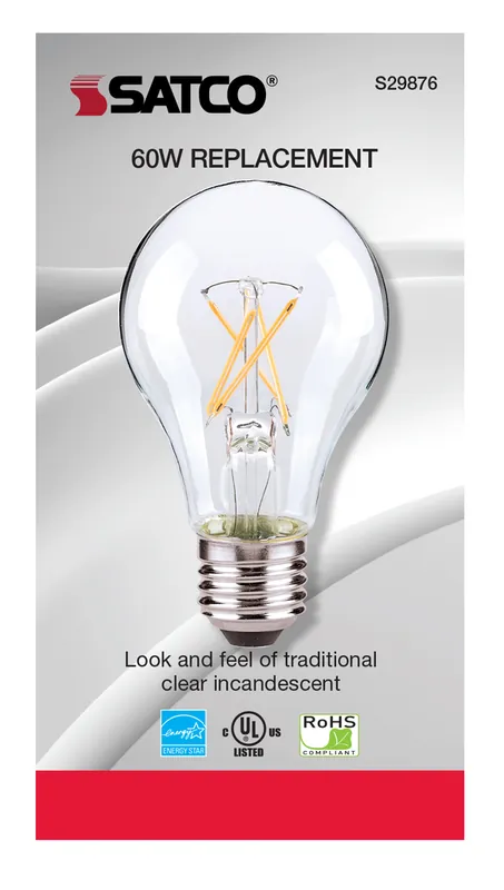 Satco S29876 7 Watt LED A19 Light Bulb 120 Volt