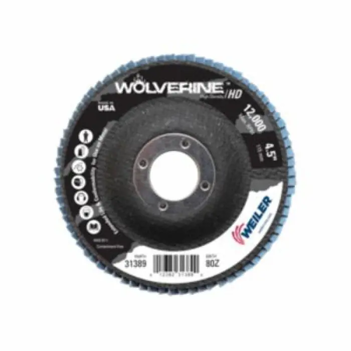 Weiler 31389 Vortec Pro Fast Cut High Density Abrasive Flap Disc 4-1/2 in Dia 80 Grit