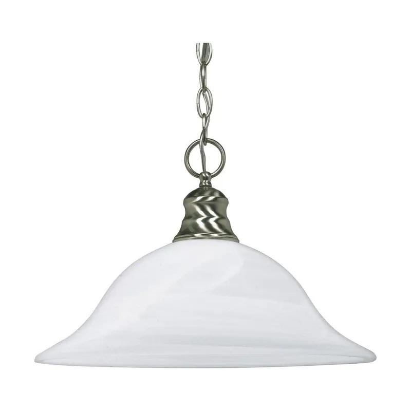 NUVO 60-390 1 Light 100W 16 in Alabaster Glass Pendant Brushed Nickel