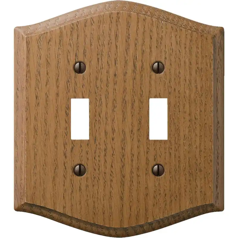Amerelle 701TT Country 2-Gang Solid Oak Toggle Switch Wall Plate