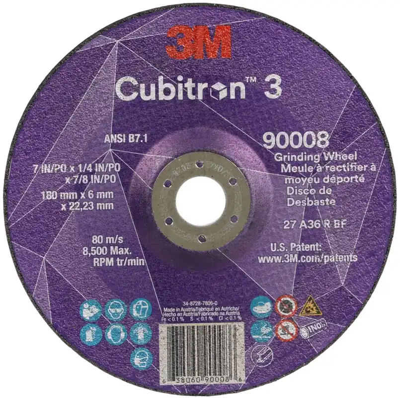 3M 7100313198 Cubitron 3 36+ Grit Ceramic Grain Type 27 Depressed Center Grinding Wheel
