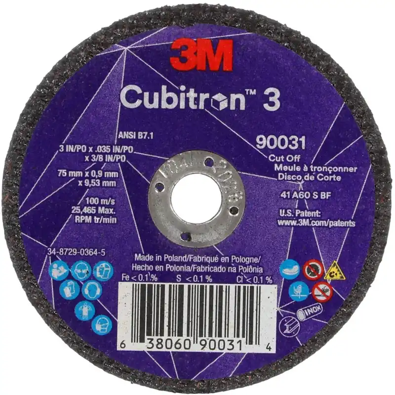 3M 7100303859 Cubitron 3 Cut-Off Wheel 3 X 0.035 X 3/8