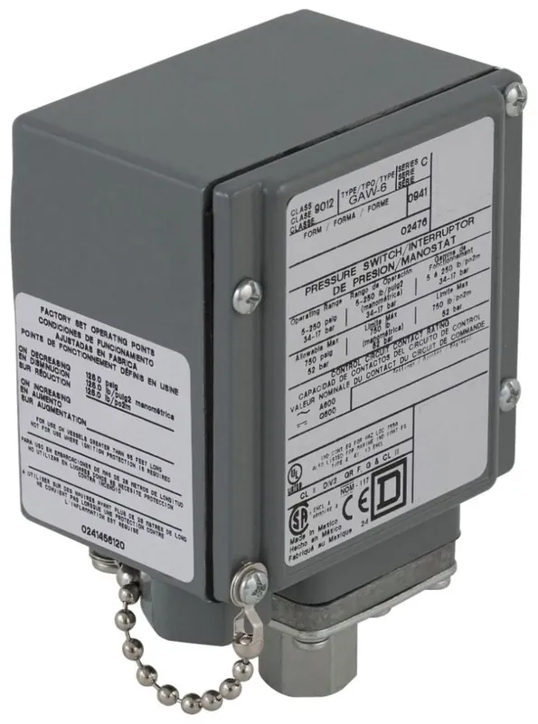 Square D Co. 9012GAW24 Telemecanique Pressure Switch 480Vac 10Amp G +Options