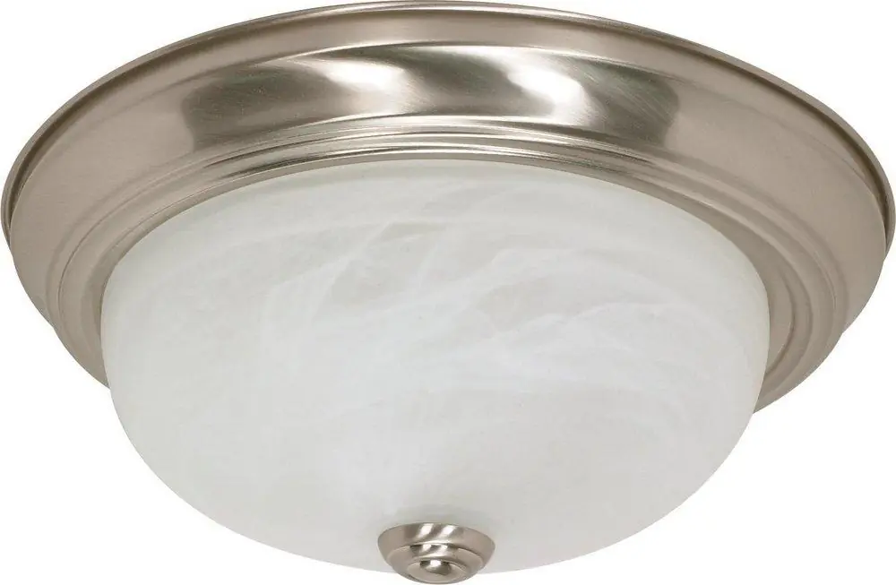 Satco 60/198 2 Light Flush Mount Alabaster Glass Brushed Nickel