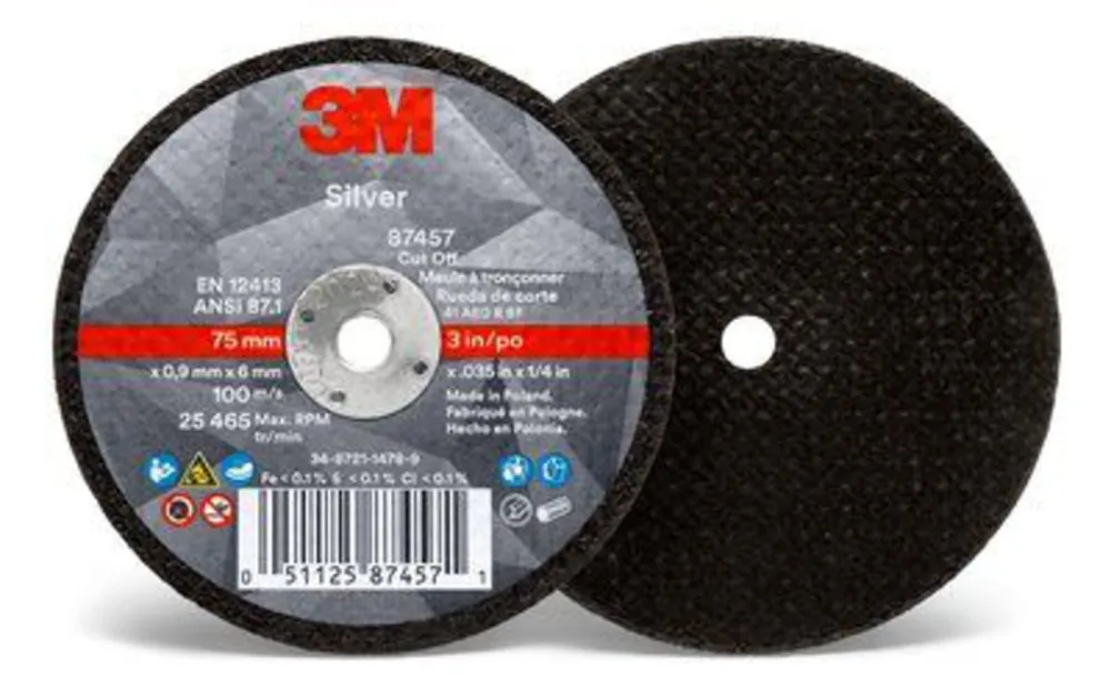 3M 7100138406 Type 1 Abrasive Cut-Off Wheel 3 in Diameter 0.035 in Thickness 1/4 in Arbor