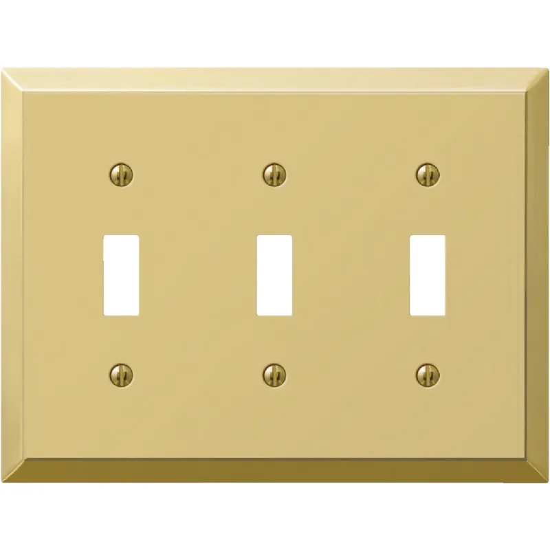 Amerelle 163TTTBR 3-Gang Stamped Steel Toggle Switch Wall Plate