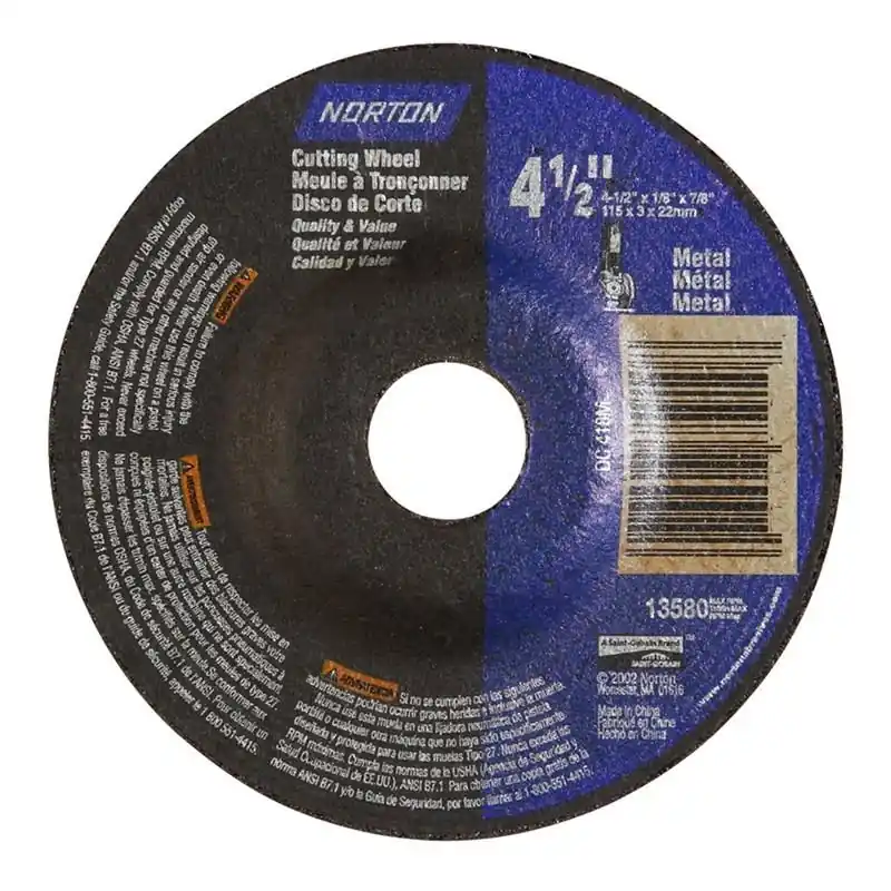 Norton 66252843611 Depressed Center Wheel 4-1/2 in Diameter 24 Grit Aluminum Oxide