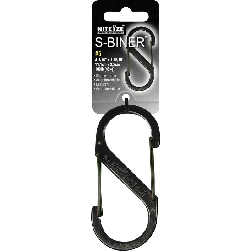 Nite Ize SB4-03-01 S-Biner Size 4 75 Lb. Capacity Black S-Clip Key Ring