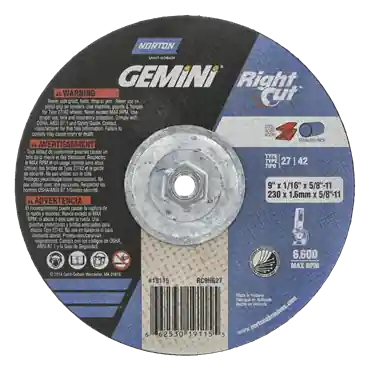 Norton 66253019115 Gemini Depressed Center Wheel 9 in