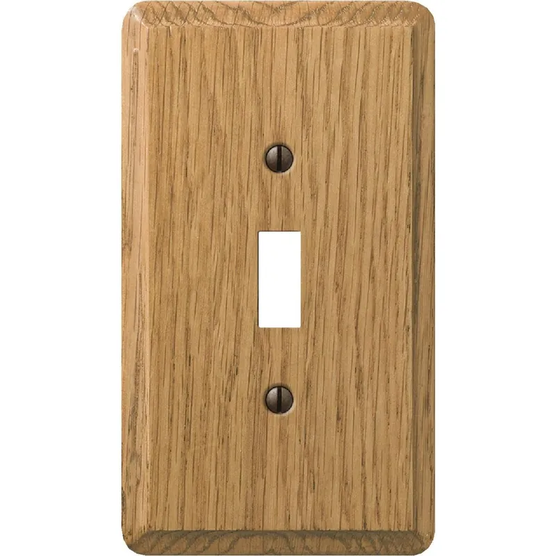 Amerelle 901TL 1-Gang Solid Oak Toggle Switch Wall Plate Light Oak