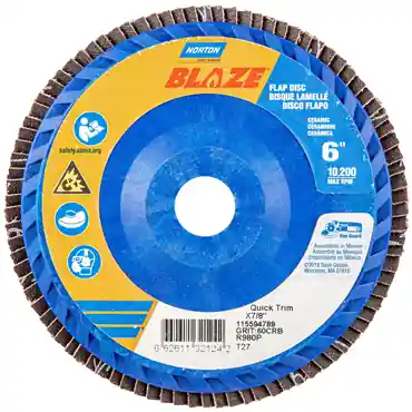 Norton Co. 66261132124 Blaze Ceramic Alumina Coarse Grit Center Mount Plastic Flat Flap Disc